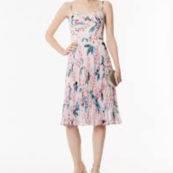 Women’s Floral Pleated Special Occasion Midi Dress - Picture 6 of 7